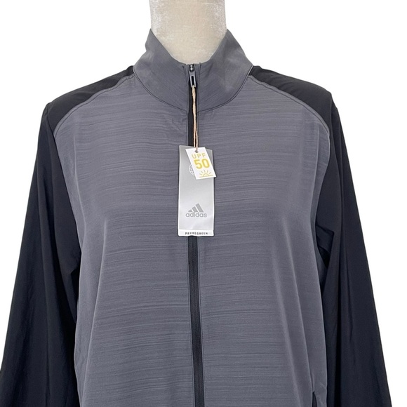 Adidas Full Zip Wind Jacket Women’s Size XL Heather Gray Black Windbreak Light - Picture 4 of 10